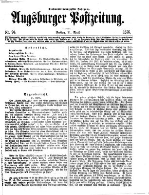 Augsburger Postzeitung Freitag 21. April 1876