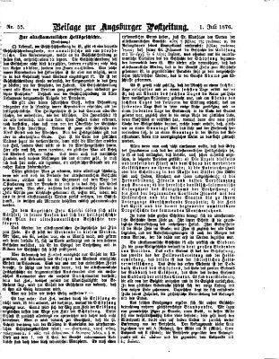 Augsburger Postzeitung Samstag 1. Juli 1876