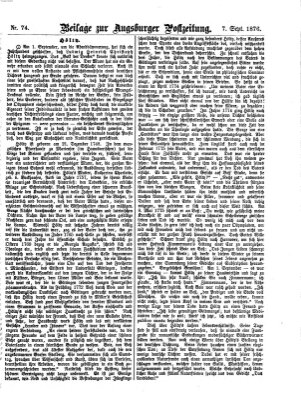 Augsburger Postzeitung Donnerstag 7. September 1876