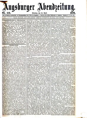 Augsburger Abendzeitung Sonntag 23. April 1876