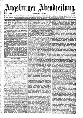Augsburger Abendzeitung Montag 10. Juli 1876