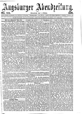 Augsburger Abendzeitung Samstag 7. Oktober 1876