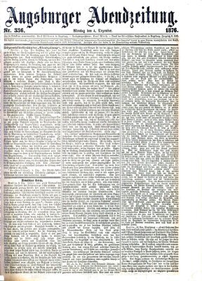 Augsburger Abendzeitung Montag 4. Dezember 1876