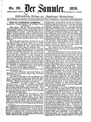 Der Sammler (Augsburger Abendzeitung) Donnerstag 17. Februar 1876