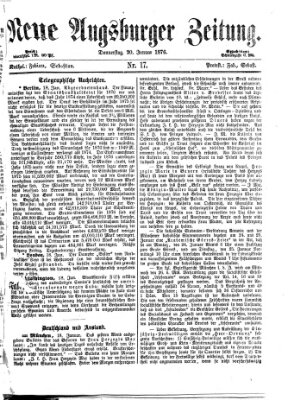 Neue Augsburger Zeitung Donnerstag 20. Januar 1876