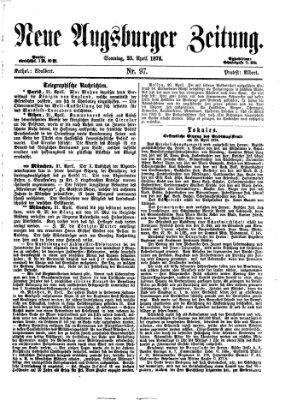 Neue Augsburger Zeitung Sonntag 23. April 1876