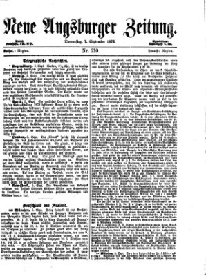 Neue Augsburger Zeitung Donnerstag 7. September 1876