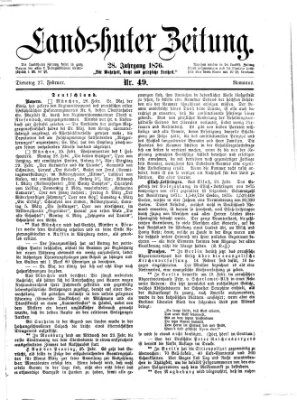 Landshuter Zeitung Sonntag 27. Februar 1876