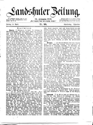 Landshuter Zeitung Freitag 14. April 1876