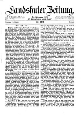 Landshuter Zeitung Sonntag 20. August 1876