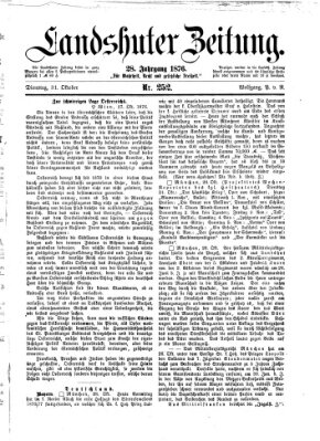 Landshuter Zeitung Dienstag 31. Oktober 1876