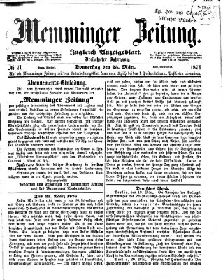 Memminger Zeitung Donnerstag 23. März 1876