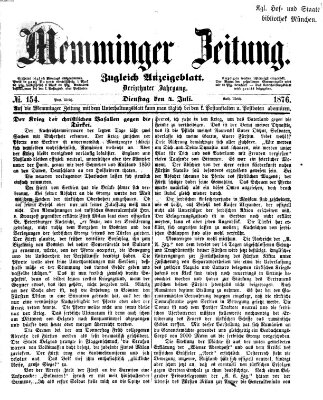 Memminger Zeitung Dienstag 4. Juli 1876