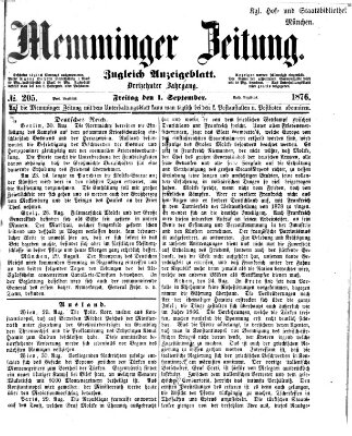 Memminger Zeitung Freitag 1. September 1876