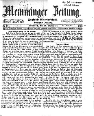 Memminger Zeitung Mittwoch 29. November 1876