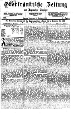 Oberfränkische Zeitung und Bayreuther Anzeiger (Bayreuther Anzeiger) Donnerstag 14. September 1876