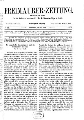 Freimaurer-Zeitung Samstag 25. März 1876