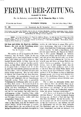 Freimaurer-Zeitung Samstag 30. September 1876