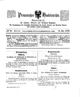 Preußisches Handels-Archiv Freitag 26. Mai 1876