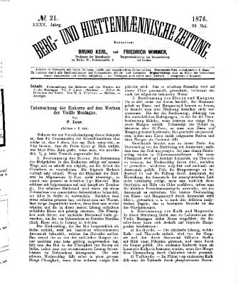 Berg- und hüttenmännische Zeitung Freitag 26. Mai 1876
