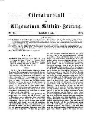 Allgemeine Militär-Zeitung Samstag 1. Juli 1876