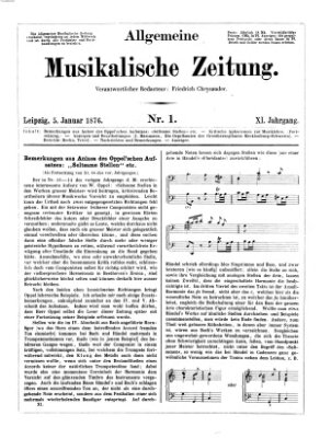 Allgemeine musikalische Zeitung Mittwoch 5. Januar 1876
