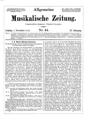 Allgemeine musikalische Zeitung Mittwoch 1. November 1876