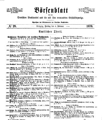 Börsenblatt für den deutschen Buchhandel Freitag 4. Februar 1876