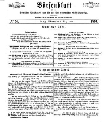 Börsenblatt für den deutschen Buchhandel Mittwoch 1. März 1876