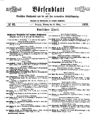 Börsenblatt für den deutschen Buchhandel Montag 20. März 1876