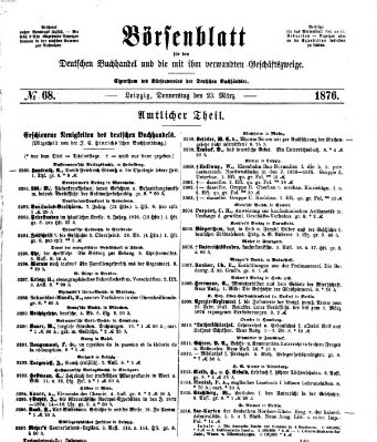 Börsenblatt für den deutschen Buchhandel Donnerstag 23. März 1876