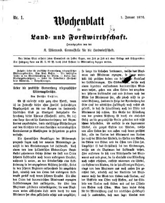 Wochenblatt für Land- und Forstwirthschaft Samstag 1. Januar 1876