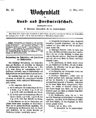 Wochenblatt für Land- und Forstwirthschaft Samstag 25. März 1876
