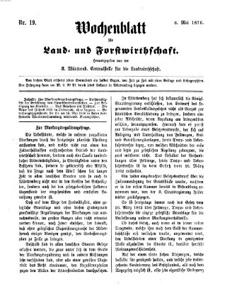 Wochenblatt für Land- und Forstwirthschaft Samstag 6. Mai 1876