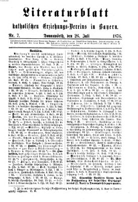 Katholische Schulzeitung (Bayerische Schulzeitung) Mittwoch 26. Juli 1876
