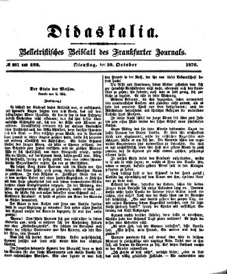Didaskalia Dienstag 10. Oktober 1876