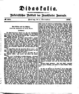 Didaskalia Freitag 1. Dezember 1876