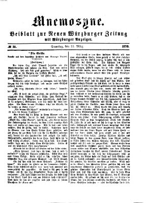 Mnemosyne (Neue Würzburger Zeitung) Samstag 11. März 1876