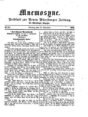 Mnemosyne (Neue Würzburger Zeitung) Dienstag 12. September 1876