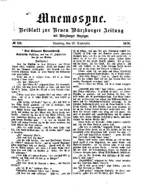 Mnemosyne (Neue Würzburger Zeitung) Samstag 30. September 1876