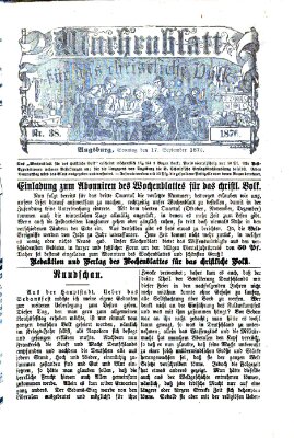 Wochenblatt für das christliche Volk Sonntag 17. September 1876
