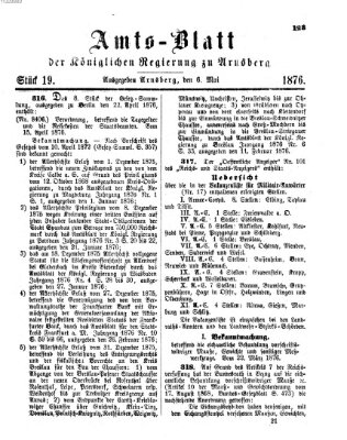 Amtsblatt für den Regierungsbezirk Arnsberg Samstag 6. Mai 1876