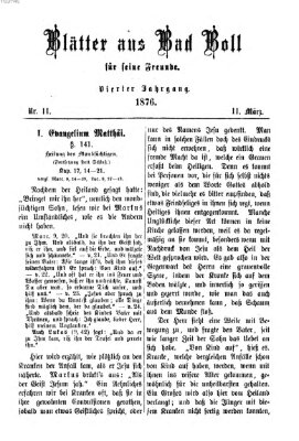 Blätter aus Bad Boll für seine Freunde Samstag 11. März 1876