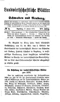 Landwirtschaftliche Blätter für Schwaben und Neuburg Donnerstag 27. Januar 1876