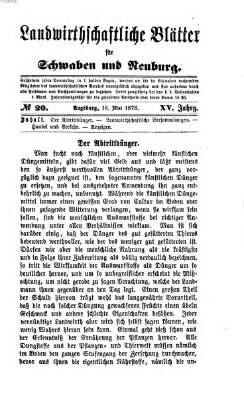 Landwirtschaftliche Blätter für Schwaben und Neuburg Donnerstag 18. Mai 1876