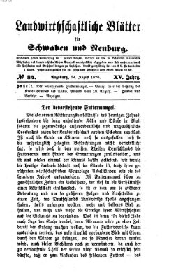Landwirtschaftliche Blätter für Schwaben und Neuburg Donnerstag 24. August 1876