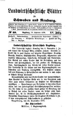 Landwirtschaftliche Blätter für Schwaben und Neuburg Donnerstag 28. September 1876