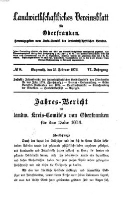 Landwirthschaftliches Vereinsblatt für Oberfranken Freitag 25. Februar 1876