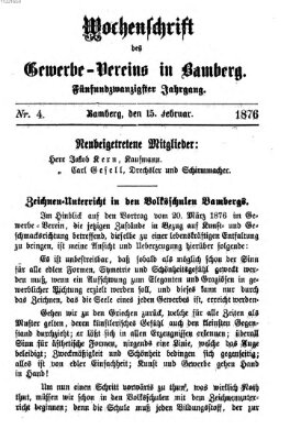Wochenschrift des Gewerbe-Vereins der Stadt Bamberg Dienstag 15. Februar 1876