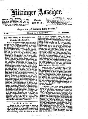 Kitzinger Anzeiger Mittwoch 5. Januar 1876